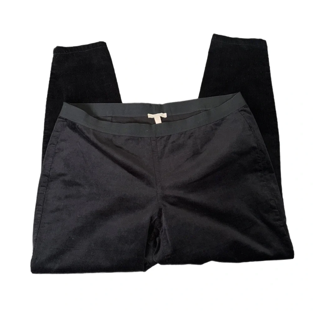 Eileen Fisher | Black Stretch Cotton Corduroy Trousers - Picture 3 of 5